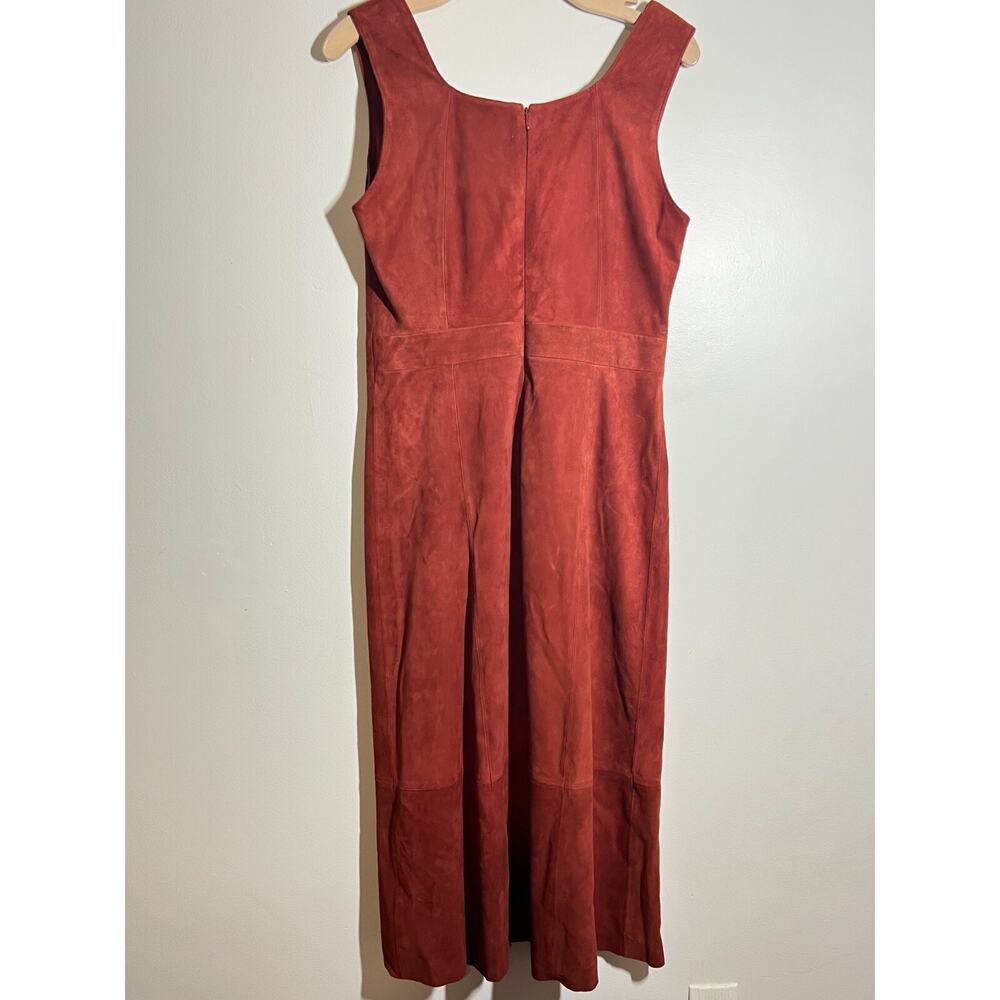 Antonio Melani EUC Rust Suede Sleeveless Rounded Neckline Midi Dress Size 10 - Picture 3 of 9